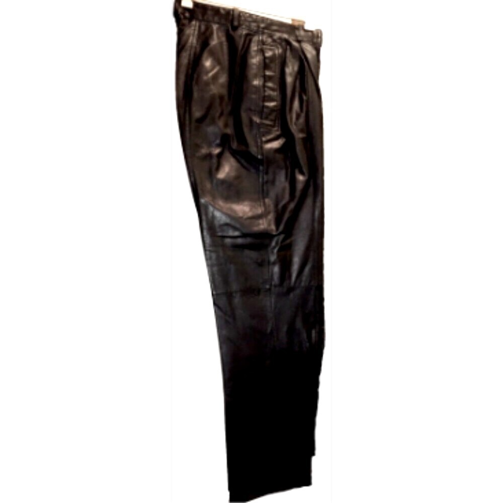 Toffs Leather Pleated Pants, Ultra High Waist, Quality Design 25in New vintage